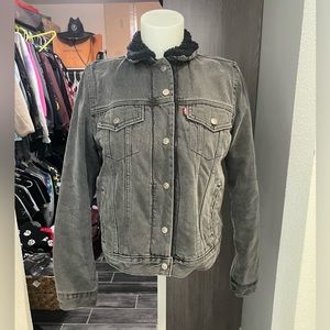 Levi’s Gray and Black Fur Lined Jean Jacket